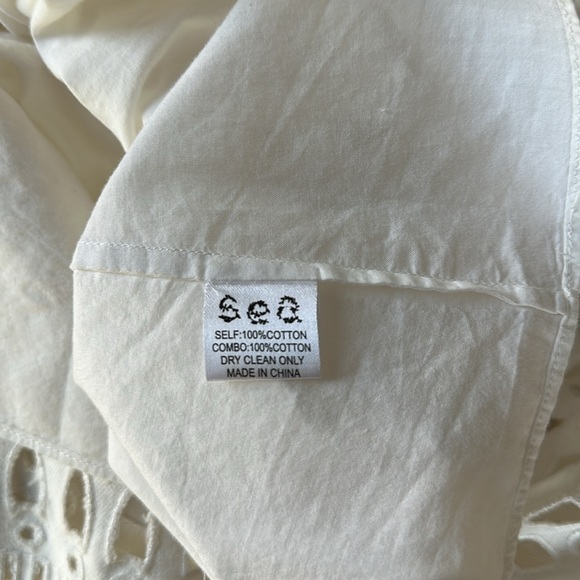 Sea New York canvas eyelet collared short sleeve dress with button front closure - Picture 8 of 11